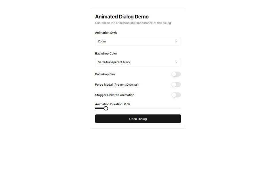 Animated dialog component