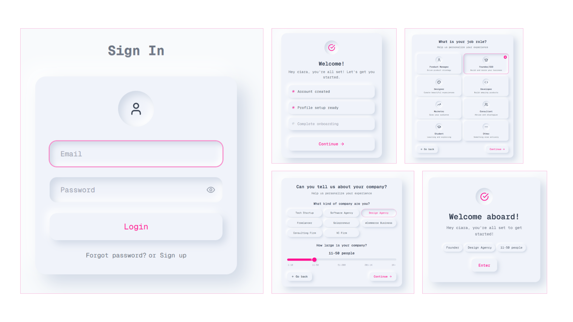Neumorphic User Onboarding
