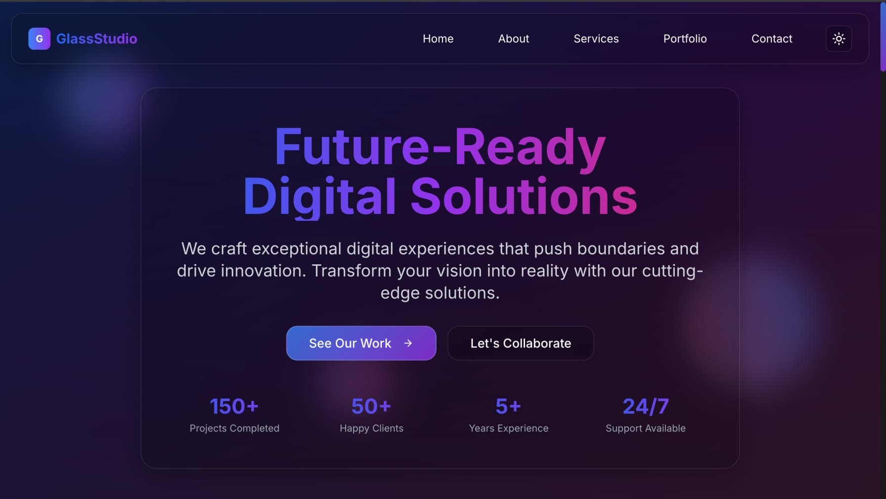 Glassmorphism website