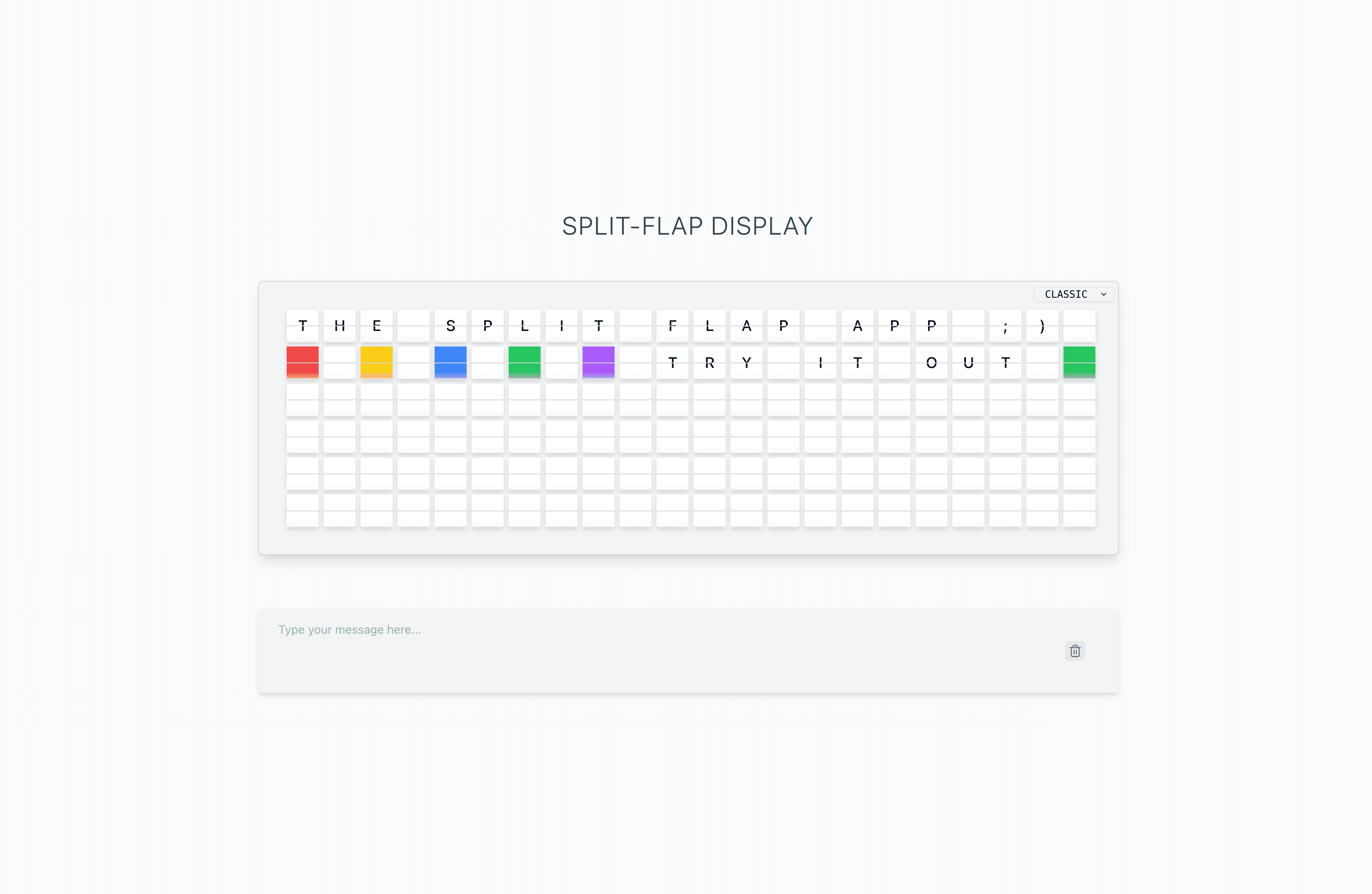 Split flap display simulator
