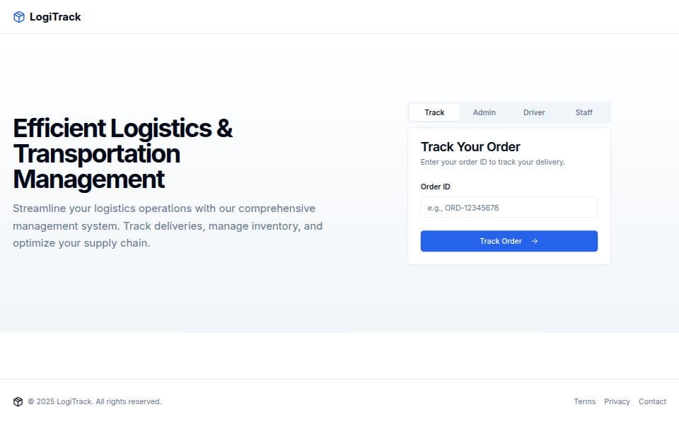 Logistic web app design