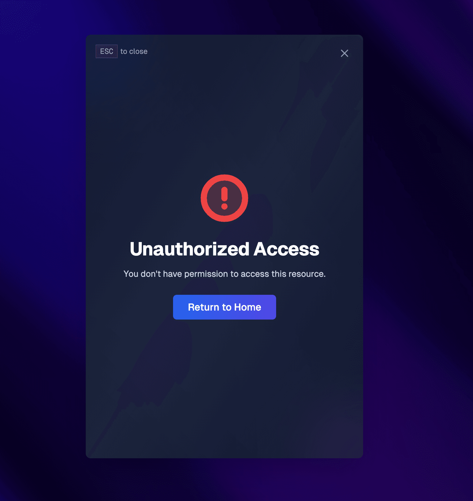 Animated unauthorized page
